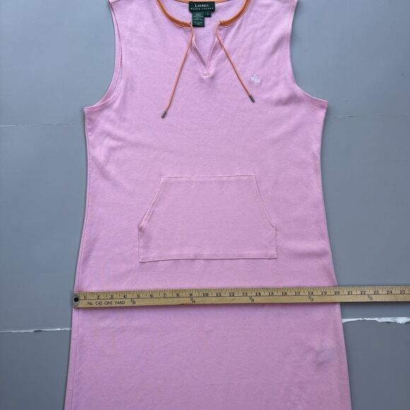 Vintage Ralph Lauren Dress Women Large Pink Soft Stretch Cotton Y2K Preppy Retro - Picture 6 of 11